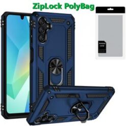 [PolyBag] For Samsung A16 5G Ring Magnetic Kickstand Hybrid Case Cover - Blue