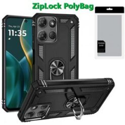 [PolyBag] For Moto G Stylus 5G 2025 Ring Magnetic Kickstand Hybrid - Black