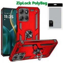 [PolyBag] For Moto G Stylus 5G 2025 Ring Magnetic Kickstand Hybrid - Red