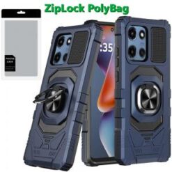 [PolyBag] For Motorola Moto G 5G 2025 Robotic Hybrid with Magnetic Ring Stand - Dark Blue