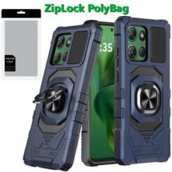 [PolyBag] For Motorola Moto G Power 5G 2025 Robotic Hybrid with Magnetic Ring Stand - Dark Blue