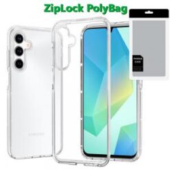 [PolyBag] For Samsung A16 5G Sturdy Ultra Thick 3mm Transparent Hybrid Case Cover - Clear