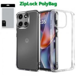 [PolyBag] For Motorola Moto G 5G 2025 PURE CRYSTAL Transparent Thick 2.0mm ShockProof Chromed Button