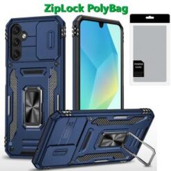 [PolyBag] For Samsung A16 5G Utter Tough Metal Ring Movable Camera Window Hybrid Case Cover - Navy b