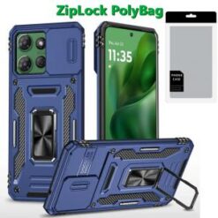 [PolyBag] For Motorola Moto G Power 5G 2025 Utter Tough Metal Ring Movable Camera Window Hybrid - Na