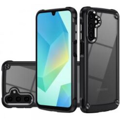 For Samsung A16 5G Ultimate CaseX Transparent Hybrid Case with Metal Buttons And Camera Edges - Blac