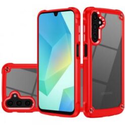 For Samsung A16 5G Ultimate CaseX Transparent Hybrid Case with Metal Buttons And Camera Edges - Red