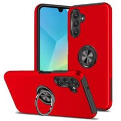 For Samsung A16 5G CHIEF Oil Painted Magnetic Ring Stand Hybrid Case Cover - Red