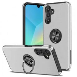 For Samsung A16 5G CHIEF Oil Painted Magnetic Ring Stand Hybrid Case Cover - Silver