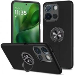 For Motorola Moto G Power 5G 2025 CHIEF Oil Painted Magnetic Ring Stand Hybrid Case Cover - Black
