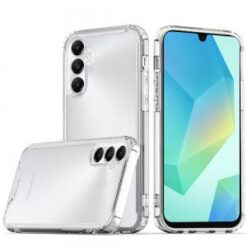 For Samsung A16 5G Colored Shockproof Transparent Hard PC TPU Hybrid Case Cover - Clear/Clear