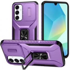 For Samsung A16 5G Complete Magnetic Metal Ring Stand Camera Protection Hybrid - Purple
