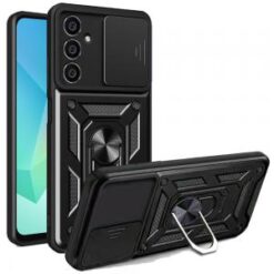 For Samsung A16 5G ELITE Camera Push Magnetic Ring Stand Hybrid Case Cover - Black