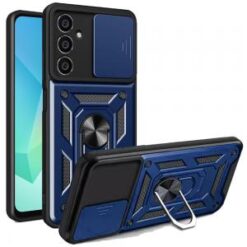For Samsung A16 5G ELITE Camera Push Magnetic Ring Stand Hybrid Case Cover - Blue