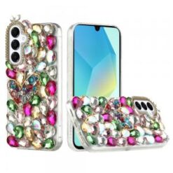For Samsung A16 5G Full Diamond with Ornaments Hard TPU Case Cover - Colorful Ornaments with Heart