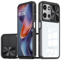 For Motorola Moto G 5G 2025 Fusion Transparent Clear Hybrid Case Cover - Black