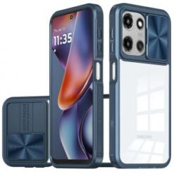 For Motorola Moto G 5G 2025 Fusion Transparent Clear Hybrid Case Cover - Blue