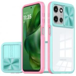 For Motorola Moto G Power 5G 2025 Fusion Transparent Clear Hybrid Case Cover - Pink/Blue