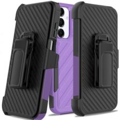 For Samsung A16 5G Noble lined shockproof dual layer hybrid with Holster - Dark Purple/Black