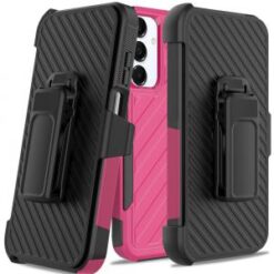 For Samsung A16 5G Noble lined shockproof dual layer hybrid with Holster - Hot Pink/Black