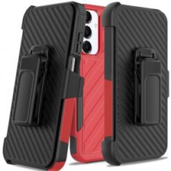 For Samsung A16 5G Noble lined shockproof dual layer hybrid with Holster - Red/Black