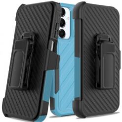 For Samsung A16 5G Noble lined shockproof dual layer hybrid with Holster - Sky Blue/Black