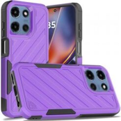 For Motorola Moto G 5G 2025 Noble lined shockproof dual layer hybrid - Dark Purple/Black