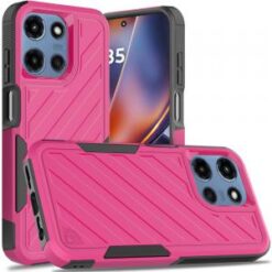 For Motorola Moto G 5G 2025 Noble lined shockproof dual layer hybrid - Hot Pink/Black