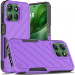 For Motorola Moto G Power 5G 2025 Noble lined shockproof dual layer hybrid - Dark Purple/Black