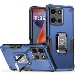 For Motorola Moto G 5G 2025 OPTIMUM Magnetic Ring Stand Hybrid Case Cover - Blue