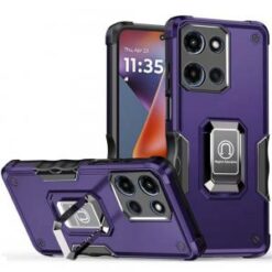 For Motorola Moto G 5G 2025 OPTIMUM Magnetic Ring Stand Hybrid Case Cover - Dark Purple