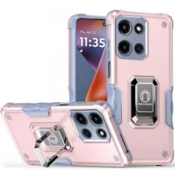 For Motorola Moto G 5G 2025 OPTIMUM Magnetic Ring Stand Hybrid Case Cover - Rose Gold