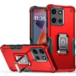 For Motorola Moto G 5G 2025 OPTIMUM Magnetic Ring Stand Hybrid Case Cover - Red