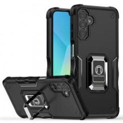 For Samsung A16 5G OPTIMUM Magnetic Ring Stand Hybrid Case Cover - Black