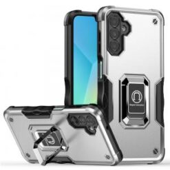 For Samsung A16 5G OPTIMUM Magnetic Ring Stand Hybrid Case Cover - Silver