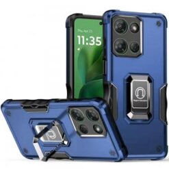 For Motorola Moto G Power 5G 2025 OPTIMUM Magnetic Ring Stand Hybrid Case Cover - Blue