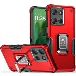 For Motorola Moto G Power 5G 2025 OPTIMUM Magnetic Ring Stand Hybrid Case Cover - Red