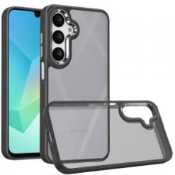For Samsung A16 5G Polished Oil Thick Acrylic Metal Button Hybrid Case Cover - Black