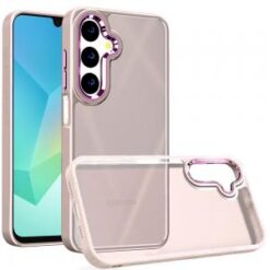 For Samsung A16 5G Polished Oil Thick Acrylic Metal Button Hybrid Case Cover - Beige