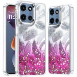 For Motorola Moto G 5G 2025 Epoxy Glitter Shimmer Hybrid Case - Hot Pink