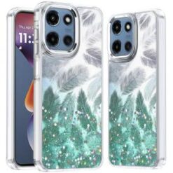 For Motorola Moto G 5G 2025 Epoxy Glitter Shimmer Hybrid Case - Light Green