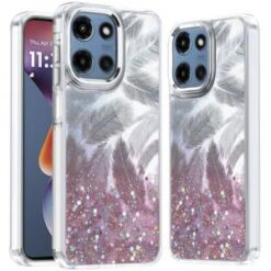 For Motorola Moto G 5G 2025 Epoxy Glitter Shimmer Hybrid Case - Light Pink