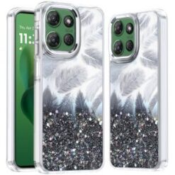 For Motorola Moto G Power 5G 2025 Epoxy Glitter Shimmer Hybrid Case - Black
