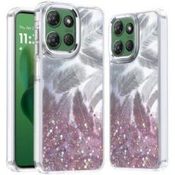 For Motorola Moto G Power 5G 2025 Epoxy Glitter Shimmer Hybrid Case - Light Pink