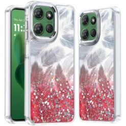 For Motorola Moto G Power 5G 2025 Epoxy Glitter Shimmer Hybrid Case - Red