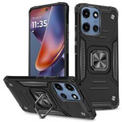 For Motorola Moto G 5G 2025 Robust Magnetic Kickstand Hybrid Case Cover - Black