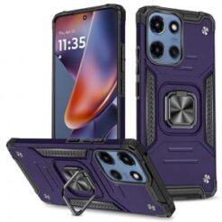 For Motorola Moto G 5G 2025 Robust Magnetic Kickstand Hybrid Case Cover - Dark Purple