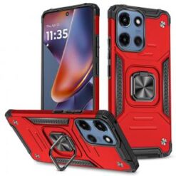 For Motorola Moto G 5G 2025 Robust Magnetic Kickstand Hybrid Case Cover - Red