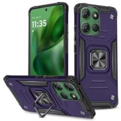For Motorola Moto G Power 5G 2025 Robust Magnetic Kickstand Hybrid Case Cover - Dark Purple