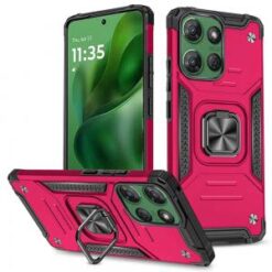 For Motorola Moto G Power 5G 2025 Robust Magnetic Kickstand Hybrid Case Cover - Hot Pink